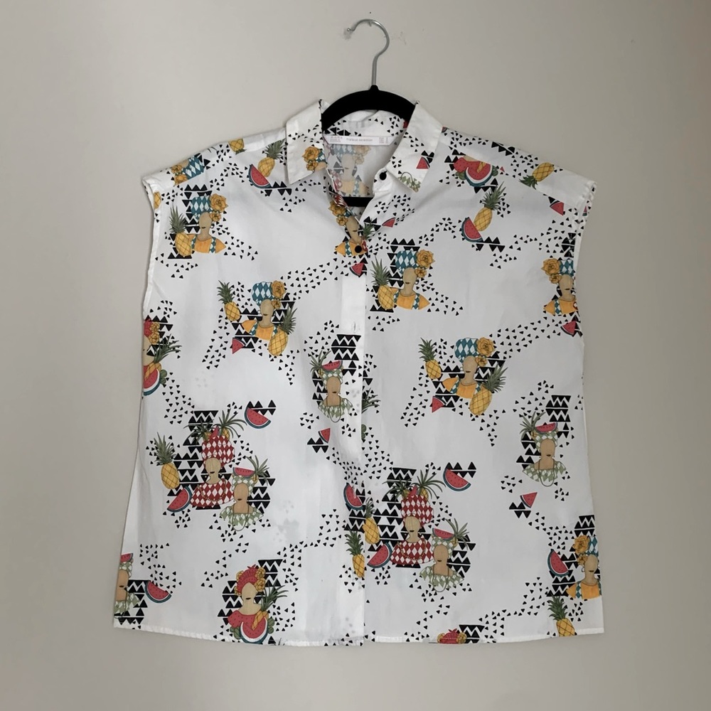 Zara cotton boxy shirt with fruit print 🍉